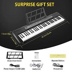 61 Keys Piano Keyboard Lighted Keys, Full-Size Keys Keyboard Piano for