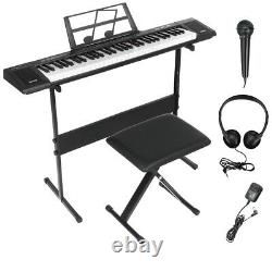 61-Lighted Key Electronic Keyboard Music Piano Organ withMicrophone Stool