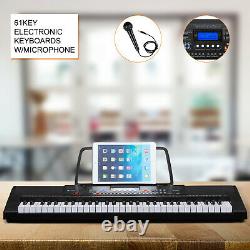 61 key Music Piano Keyboard withStand Bench Headphone Microphone Music Rest USB