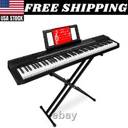 88 Key Digital Keyboard Piano W Stand Set Semi Weighted Keys Sustain Pedal Music