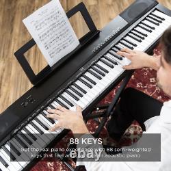 88-Key Digital Piano Set With Weighted Keys Sustain Pedal Stand Music Instrument