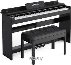 88 Key Electric Keyboard Piano 3 Pedals Music Stand For Beginner Adult with Bench