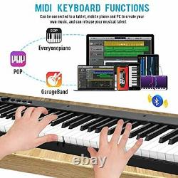 88 Key Foldable Digital Piano Keyboard, Full Size Semi Weighted Keys Bluetooth