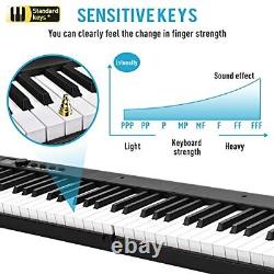 88 Key Foldable Digital Piano Keyboard, Full Size Semi Weighted Keys Bluetooth