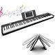 88 Key Foldable Digital Piano Keyboard, Full Size Semi Weighted Keys Black