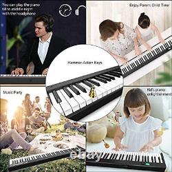 88 Key Foldable Digital Piano Keyboard, Full Size Semi Weighted Keys black