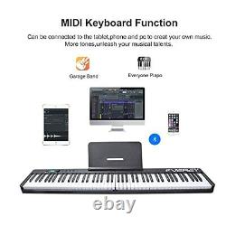 88 Key Foldable Digital Piano Keyboard, Full Size Semi Weighted Keys black