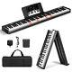 88-key Folding Electric Lighted Piano Full Size Portable Keyboard Midi Black