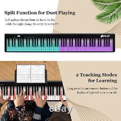 88-Key Folding Electric Lighted Piano Full Size Portable Keyboard MIDI Black