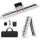 88-key Folding Electric Lighted Piano Full Size Portable Keyboard Midi White