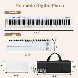 88-Key Folding Electric Piano Keyboard Semi Weighted Full Size MIDI White