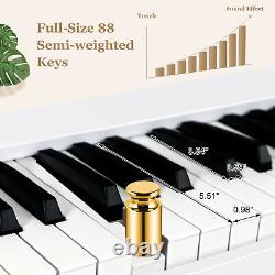 88-Key Folding Electric Piano Keyboard Semi Weighted Full Size MIDI White