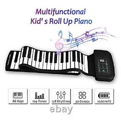 88 Keys Roll Up Piano, Soft Silicone Electronic Music Folding Piano Keyboard