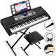 Adjustable 61-key Electronic Keyboard Piano Digital Music Portable Stand Bench