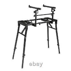 Adjustable Double Piano Keyboard Stand 2Tier Studio Stage Mixer Laptop Mount USA