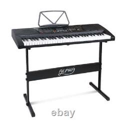 Alpha 61 Key Lighted Electronic Piano Keyboard LCD Electric with Holder Music Stan