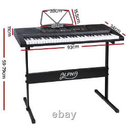 Alpha 61 Key Lighted Electronic Piano Keyboard LCD Electric with Holder Music Stan