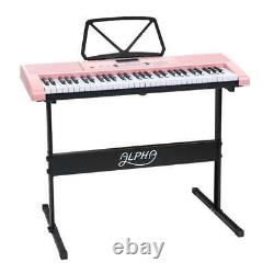 Alpha 61 Key Lighted Electronic Piano Keyboard LED Electric Holder Music Stand
