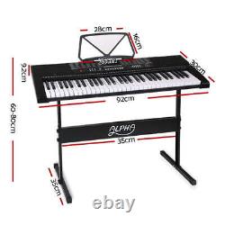 Alpha 61 Keys Electronic Piano Keyboard LED Electric withHolder Music Stand USB Po