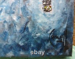 CONCERT GRAND PIANO keyboard NEW painting original 8x10 canvas signed Crowell US