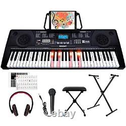 C-L260 61 Key Beginner Piano Keyboard Kits, Full-size Keyboard with Stand