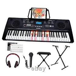 C-L260 61 Key Beginner Piano Keyboard Kits, Full-size Keyboard with Stand