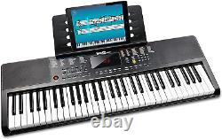 Compact 61 Key Keyboard with Sheet Music Stand, Power Supply, Piano Note Sticker