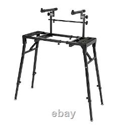 Double Piano Keyboard Stand 2-Tier DJ Workstation Stand Table Top Piano Holder