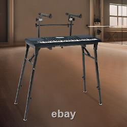 Double Piano Keyboard Stand 2-Tier DJ Workstation Stand Table Top Piano Holder