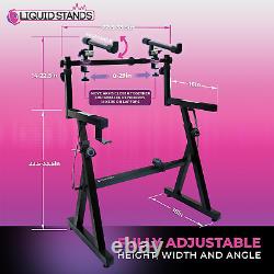 Dual Piano Keyboard Stand with 2Nd Tier Z Style Adjustable and Portable 2 Tier