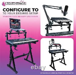 Dual Piano Keyboard Stand with 2Nd Tier Z Style Adjustable and Portable 2 Tier