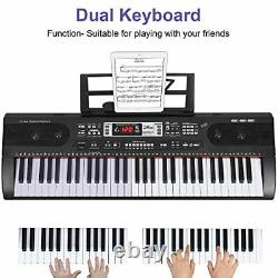 Electric Keyboard Piano 61-Key, Multifunctional Musical Piano Keyboard Black