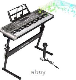 Electric Keyboard Piano with Stand 61 Key Portable Digital Music Set Built In