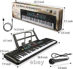 Electronic Keyboard Piano 61 Keys, Portable 61 Keys Piano With Stand Black