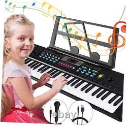 Electronic Keyboard Piano 61 Keys, Portable 61 Keys Piano With Stand Black