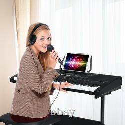 Electronic Keyboard Piano Lighted Keys Bench Indoor Musical Accessories Supply