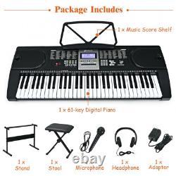 Electronic Keyboard Piano Lighted Keys Bench Indoor Musical Accessories Supply