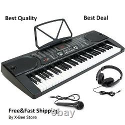 Electronic Keyboard Piano with Stand, Stool, Headphones and Microphone 61-Key New