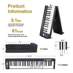 Foldable Piano Keyboard, 61 Keys Semi Weighted Electric Keyboard, Portable Tr