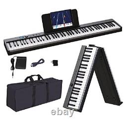 Folding Piano Keyboard 88 Key Full Size Semi-Weighted Foldable Piano Black