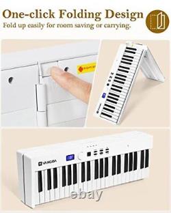 Folding Piano, Portable 88 Key Full 88 Lighted Full Size Keys-Foldable White