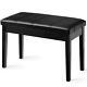 Goflame Piano Bench With Padded Cushion And Music Storage, Comfortable Double