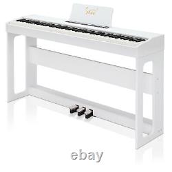 Glarry GDP-104 88 Keys Full Weighted Keyboards Digital Piano with Stand White US