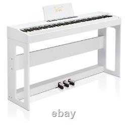 Glarry GDP-104 88 Keys Full Weighted Keyboards Digital Piano with Stand White US