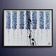 Huge Abstract Piano Keyboard 55 X 38 Original Oil Painting, Navy Blue Colors