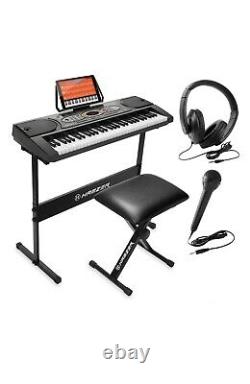 Hamzer 61-Key Electronic Keyboard Portable Digital Music Piano with H Stand, Seat