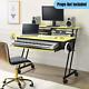 Home Studio Recording Music Production Desk With Piano Keyboard Tray Yellow Black