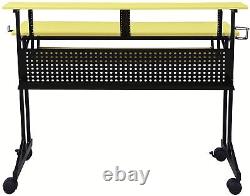 Home Studio Recording Music Production Desk with Piano Keyboard Tray Yellow Black