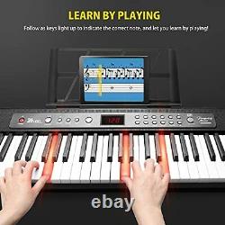 Keyboard Piano Lighted Keys, 61 Key Portable Electronic Music Keyboard Black
