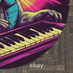 Keyboard Piano Raccoon 60 Round Rug, Music Animal Graphic